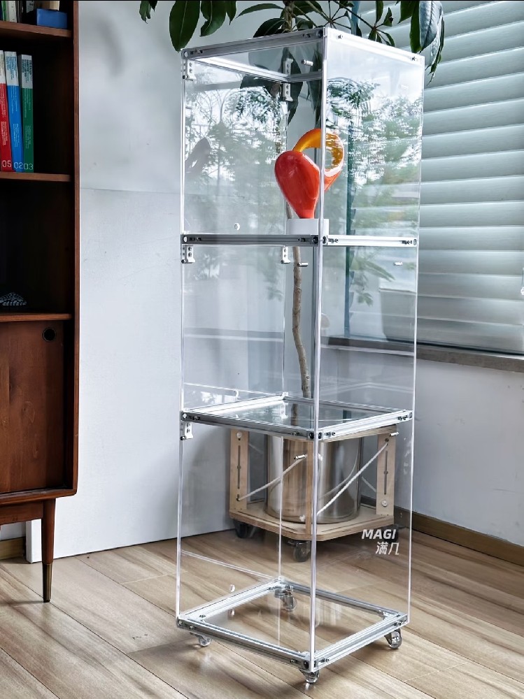 Aluminum type acrylic figurine storage cabinet